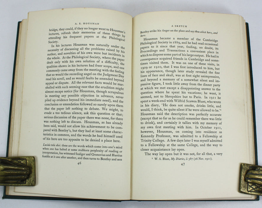 A.E. Housman; A Sketch Together with a List of his Writings, A.S.F. Gow, Cambridge, 1936
