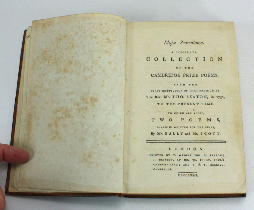A Complete Collection of The Cambridge Prize Poems, Rev. Thomas Seaton, 1772