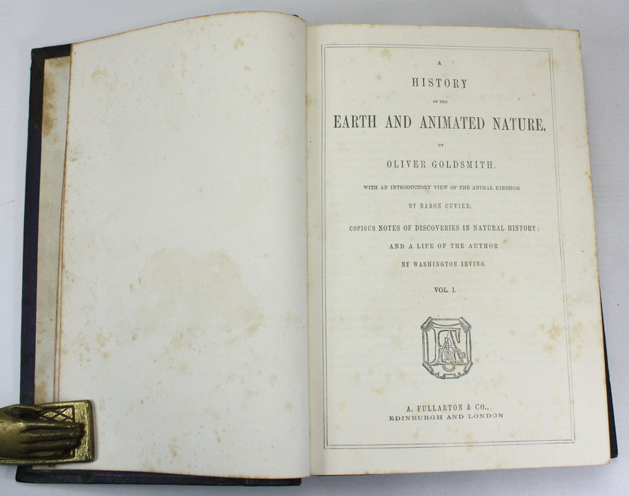 A History of The Earth and Animated Nature, Oliver Goldsmith, Baron Cuvier, Washington Irving, Vol. 1, c. 1845