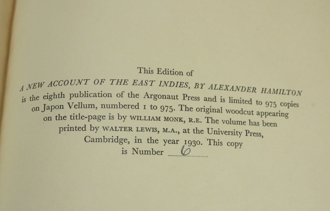 A New Account of the East Indies, by Alexander Hamilton, The Argonaut Press, 1930, Limited edition 2 Volume set