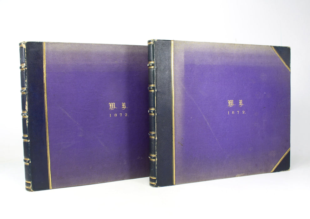 A Pair of Grand Tour Photo Albums from 1872 with Albumen Prints of France and Italy.
