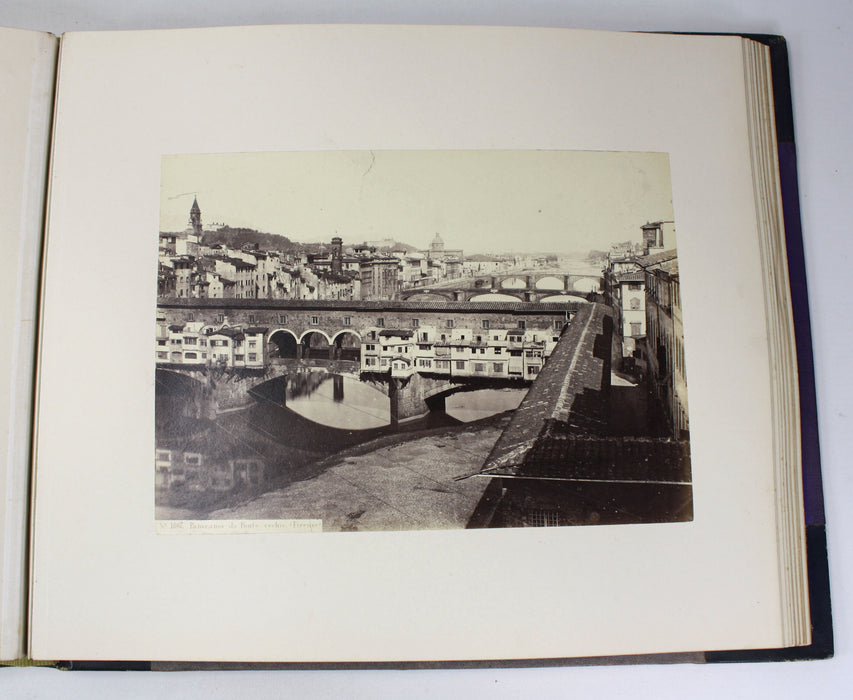 A Pair of Grand Tour Photo Albums from 1872 with Albumen Prints of France and Italy.