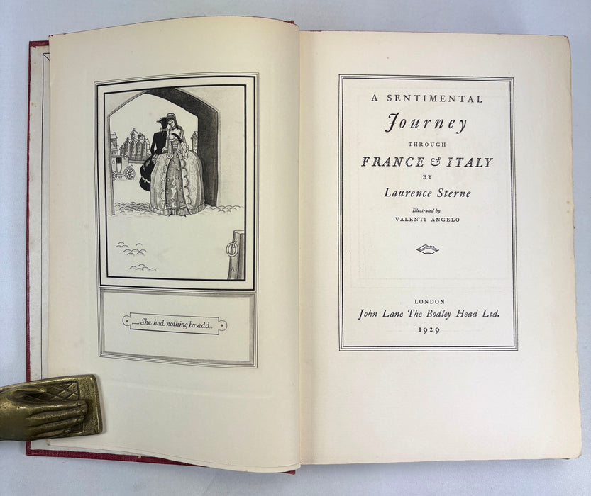 A Sentimental Journey through France and Italy, Laurence Sterne, John Lane The Bodley Head, 1929