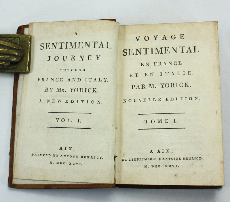 A Sentimental Journey through France and Italy, Voyage Sentimental en France et en Italie, Mr. Yorick, 1796, Dual language edition, Laurence Stern