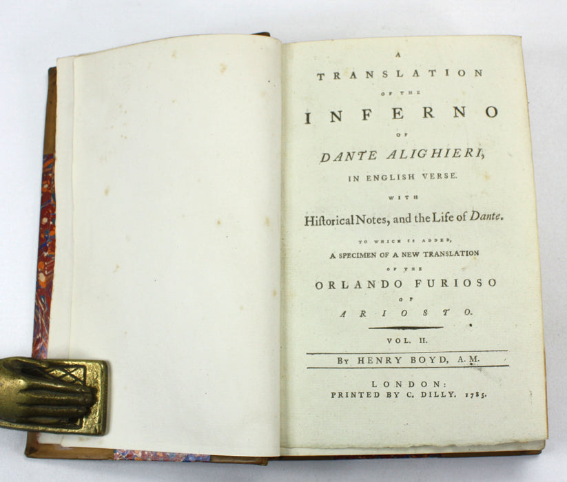 A Translation of the Inferno of Dante Alighieri, in English Verse, Henry Boyd, 1785