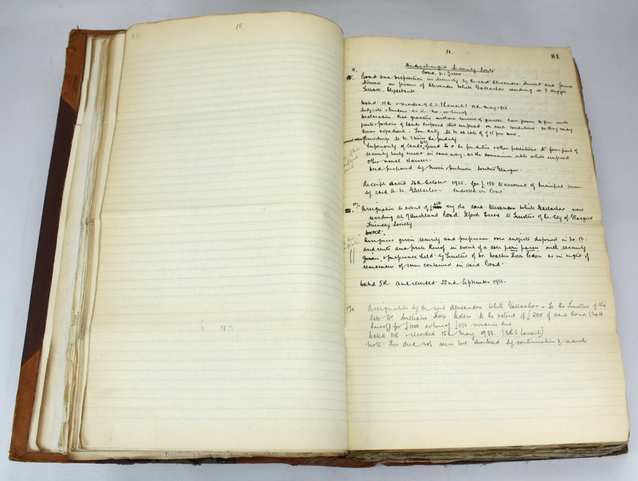 Cartulary; A Very Large Legal Folio Book entitled 'Notes On Titles C.R. & Co.', Bound 1956, with unique content and manuscript pages. Property transactions.