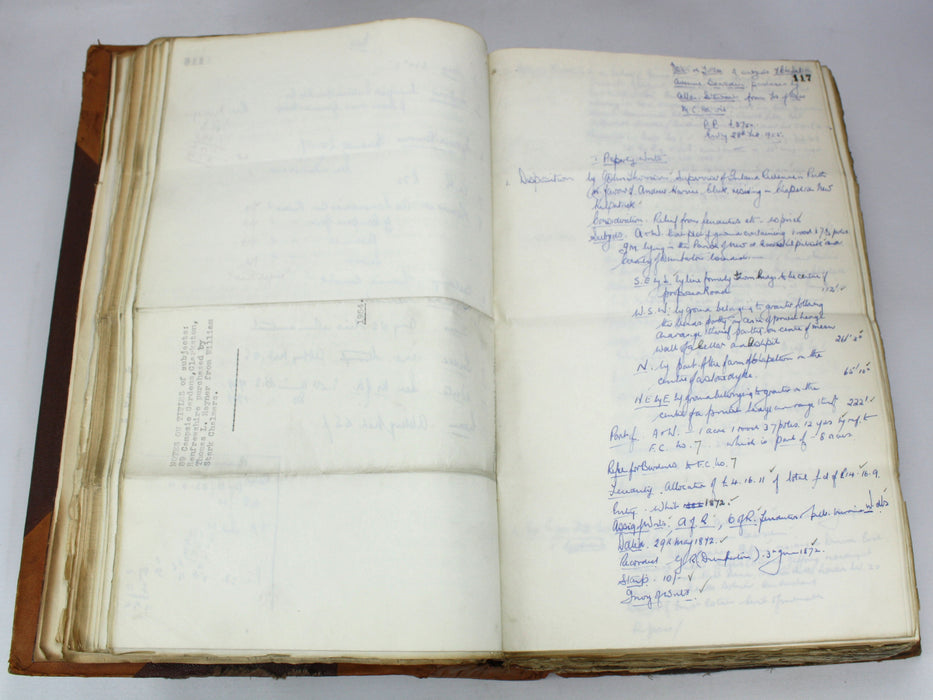 Cartulary; A Very Large Legal Folio Book entitled 'Notes On Titles C.R. & Co.', Bound 1956, with unique content and manuscript pages. Property transactions.