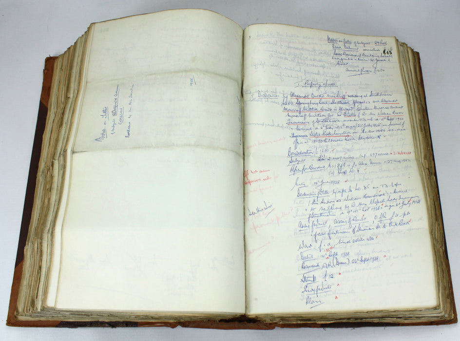 Cartulary; A Very Large Legal Folio Book entitled 'Notes On Titles C.R. & Co.', Bound 1956, with unique content and manuscript pages. Property transactions.