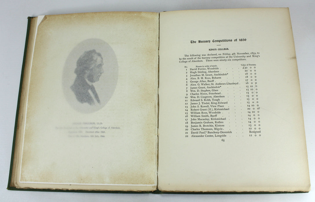 Aberdeen University; Some Account of the Last Bajans of King's and Marischal Colleges M DCCC LIX - LX, William Johnston, 1899 Private printing of 100 copies