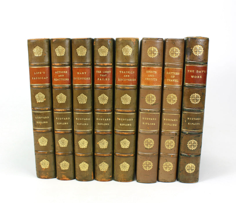 A collection of 8 works by Rudyard Kipling, Macmillan, 1904-1926, including Eton College prize bindings and some 1st editions