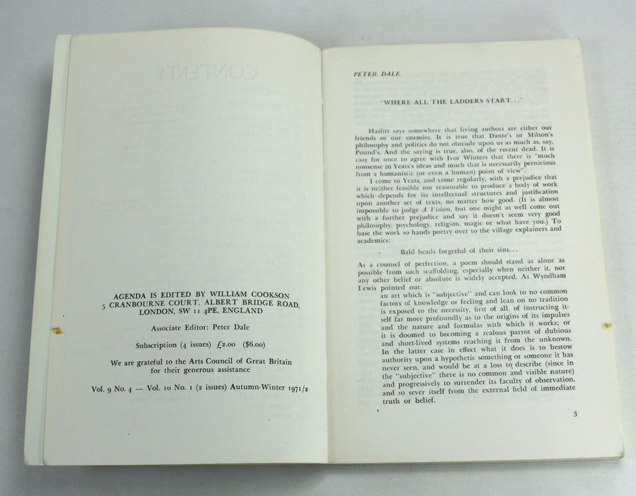 Agenda; Vol. 9 No. 4 - Vol. 10 No. 1 (2 issues) Autumn-Winter 1971/2