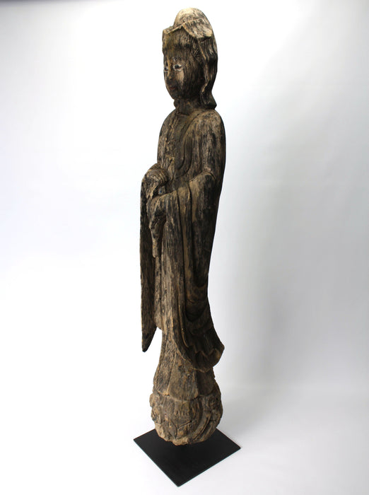 Antique wooden Guanyin Statue, 104cm high