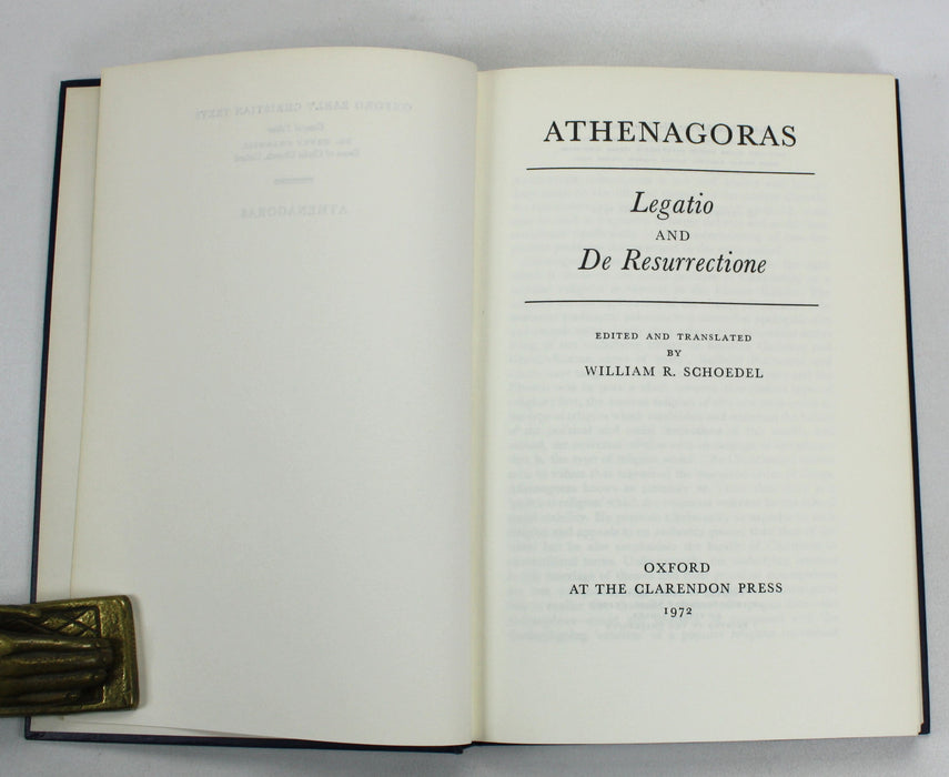 Athenagoras; Legatio and De Resurrectione, William R.Schoedel, Oxford, 1972
