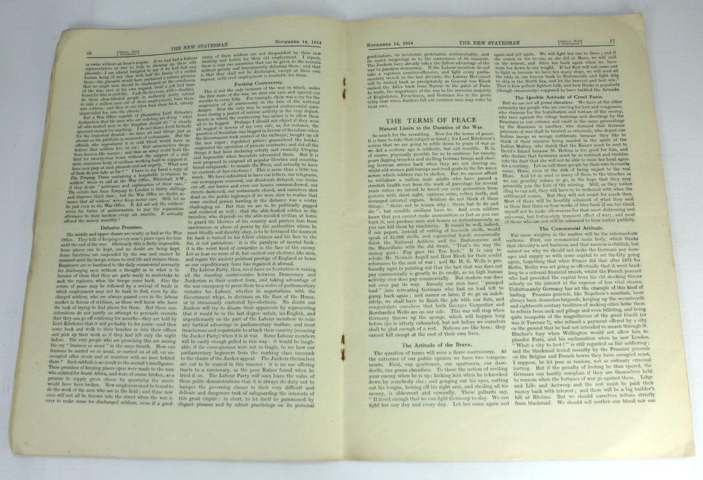 Bernard Shaw; Common Sense About the War, New Statesman Supplement, 1914, 1st