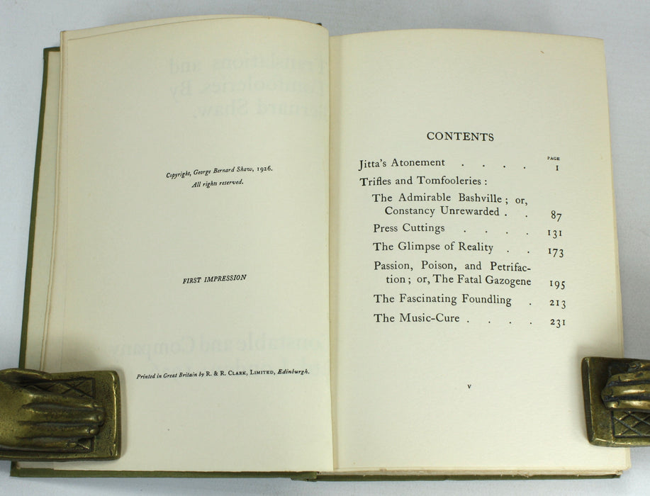 Bernard Shaw; Translations and Tomfooleries, 1926, 1st