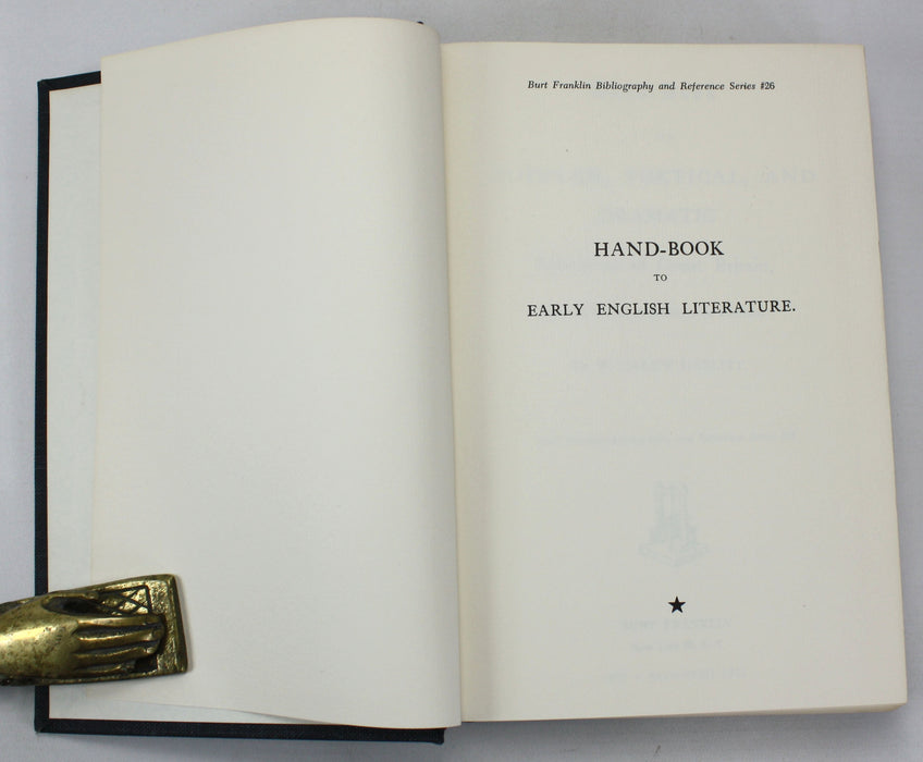 Bibliography of Early English Literature, William Carew Hazlitt, 8 Volume Reprint, Burt Franklin