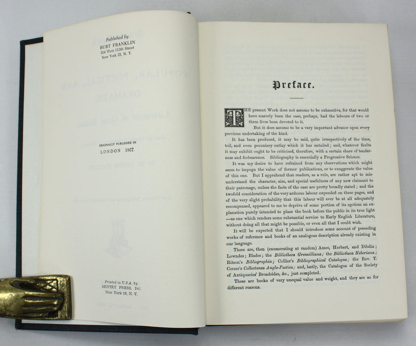 Bibliography of Early English Literature, William Carew Hazlitt, 8 Volume Reprint, Burt Franklin