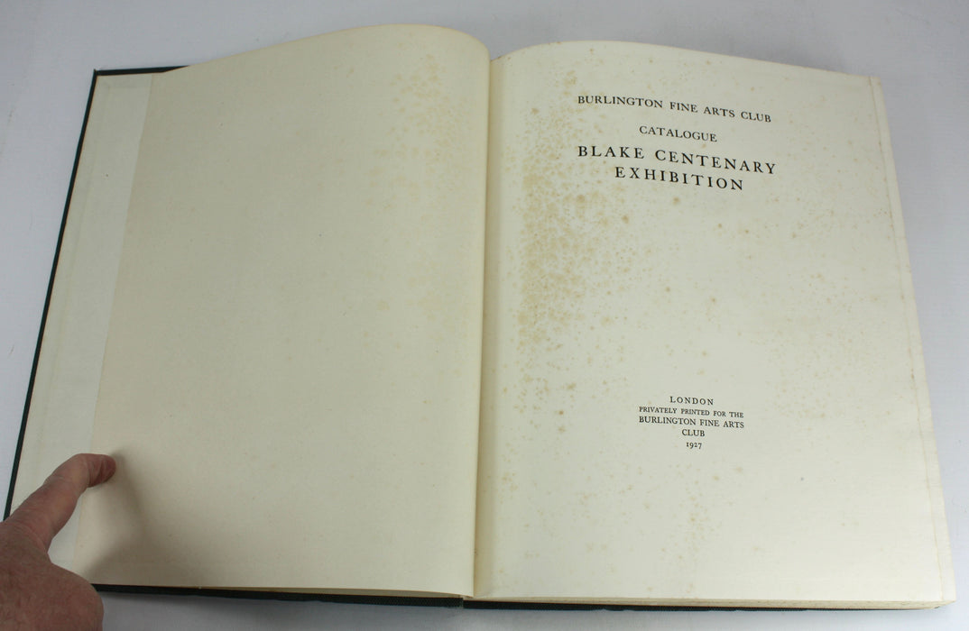 Burlington Fine Arts Club; Catalogue Blake Centenary Exhibition, 1927