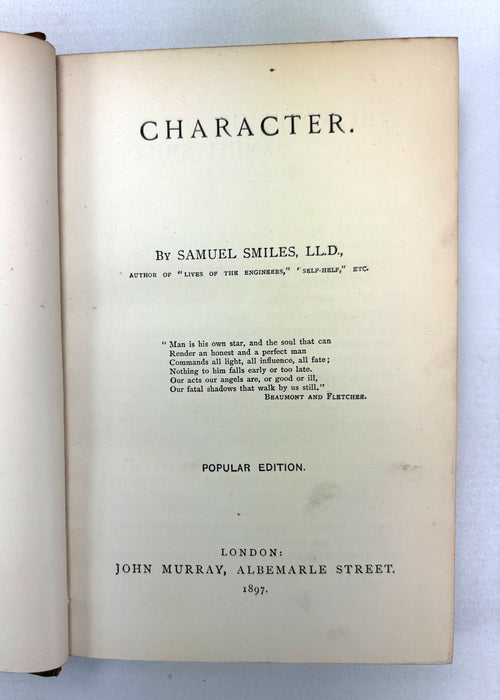 Character, by Samuel Smiles, John Murray, 1897