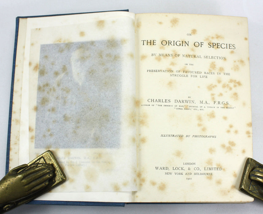 Charles Darwin; On the Origin of Species by Means of Natural Selection, or the Preservation of Favoured Races in the Struggle for Life, 1901, Ward, Lock