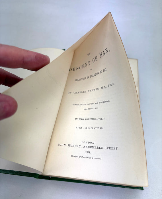 Charles Darwin; The Descent of Man and Selection in Relation to Sex, John Murray, 1888, Second edition, 22nd Thousand