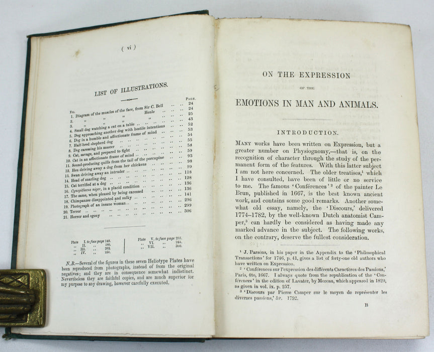 Charles Darwin; The Expression of the Emotions in Man and Animals, John Murray, 1872, First edition, second issue