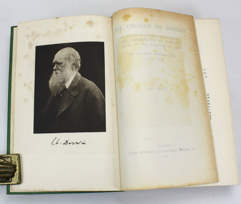 Charles Darwin; The Origin of Species by Means of Natural Selection, or the Preservation of Favoured Races in the Struggle for Life, 1901, John Murray