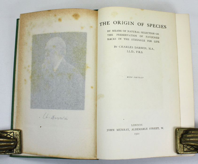 Charles Darwin; The Origin of Species by Means of Natural Selection, or the Preservation of Favoured Races in the Struggle for Life, 1901, John Murray
