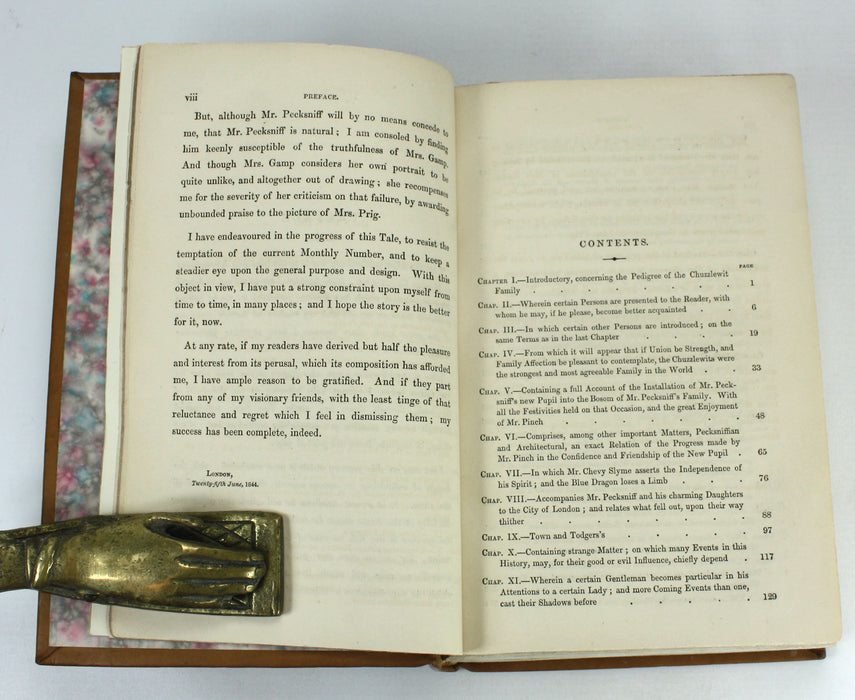 Charles Dickens; The Life and Adventures of Martin Chuzzlewit, Chapman and Hall. First book edition, 1844.