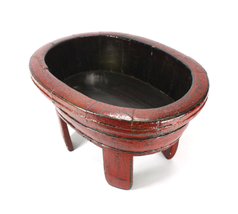 Chinese 19th Century Lacquered wooden Wash Bowl / Planter / Standing Bowl, 57.5cm long