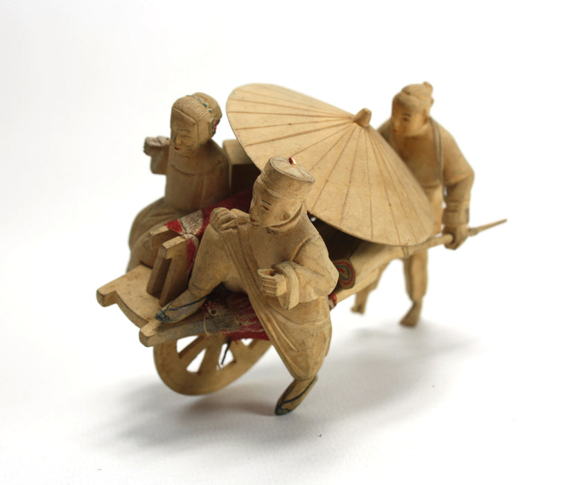 A Collection of Vintage Carved Chinese figures in wood. Intricately carved and finely detailed.