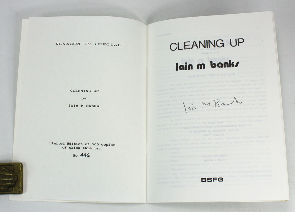 Cleaning Up, Iain M. Banks, Signed Limited Novacon special edition, October 1987