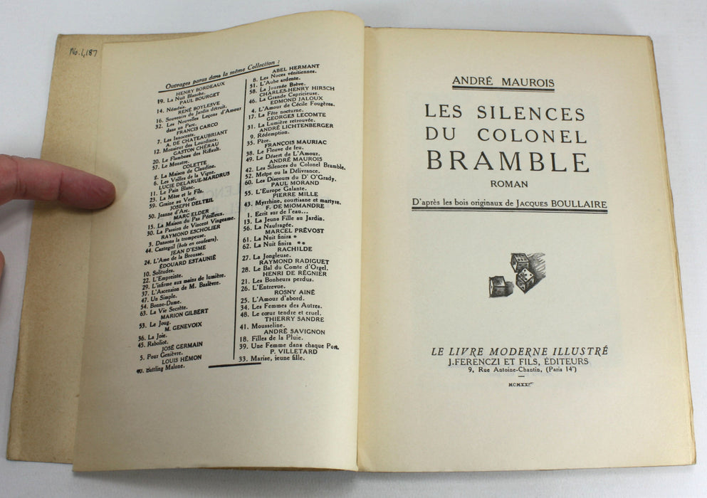 Collection of 4 Issues of Le Livre Moderne Illustre, J. Ferenczi, Paris, 1929-1931; Radiguet, Elder, Maurois