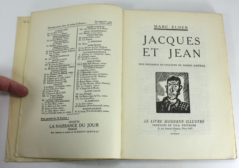 Collection of 4 Issues of Le Livre Moderne Illustre, J. Ferenczi, Paris, 1929-1931; Radiguet, Elder, Maurois