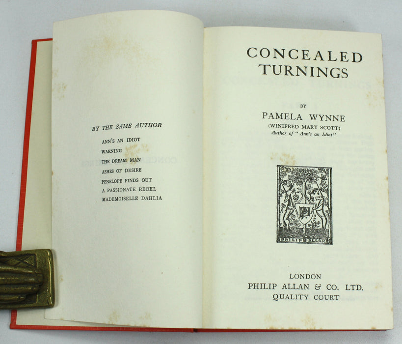 Concealed Turnings, Pamela Wynne, Philip Allan, 1928