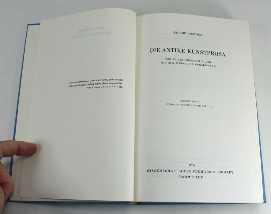 Die Antike Kunstprosa, Eduard Norden, 2 Volumes, 1974