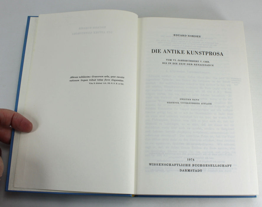 Die Antike Kunstprosa, Eduard Norden, 2 Volumes, 1974