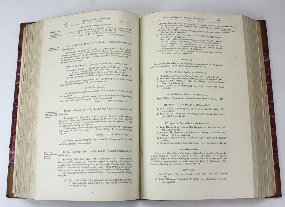 Edinburgh Council Records, Minutes of the Town Council of Edinburgh 1913-1918