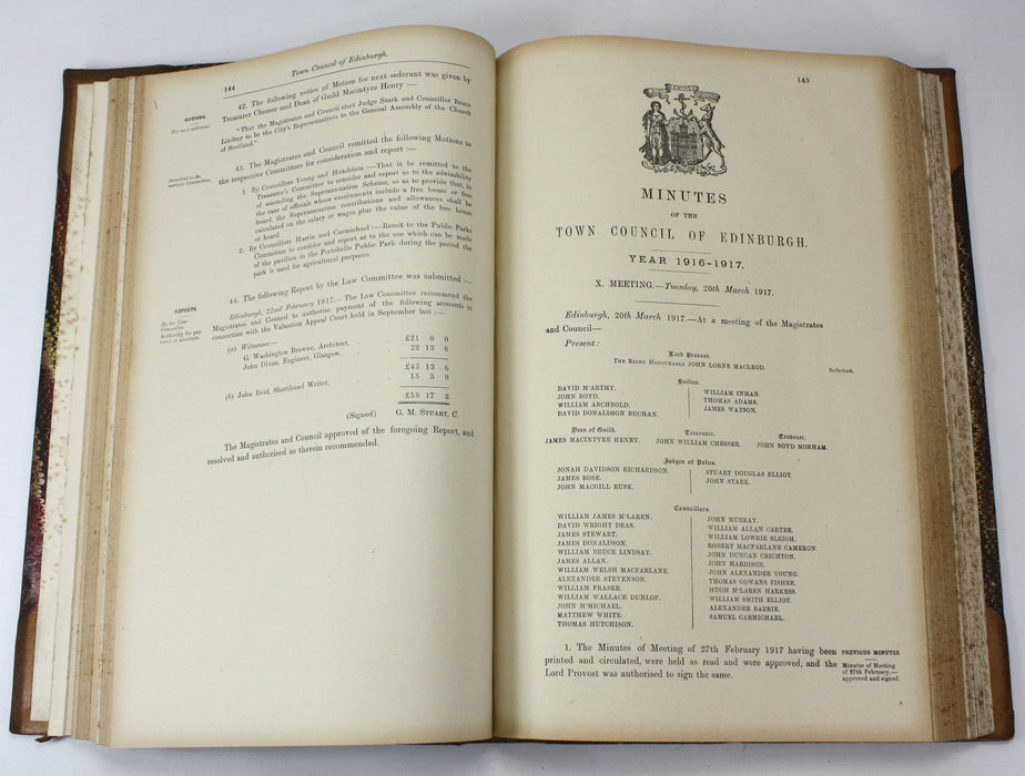Edinburgh Council Records, Minutes of the Town Council of Edinburgh 1913-1918