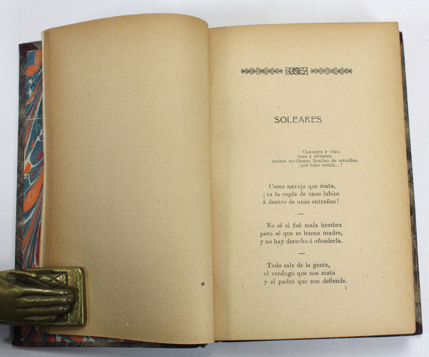 Gloria de la Prada; Noches Sevillanas cantares, con un soneto de Francisco Villaespesa, & Las Cuerdas Di Mi Guitarra cantarres, 1912-13.