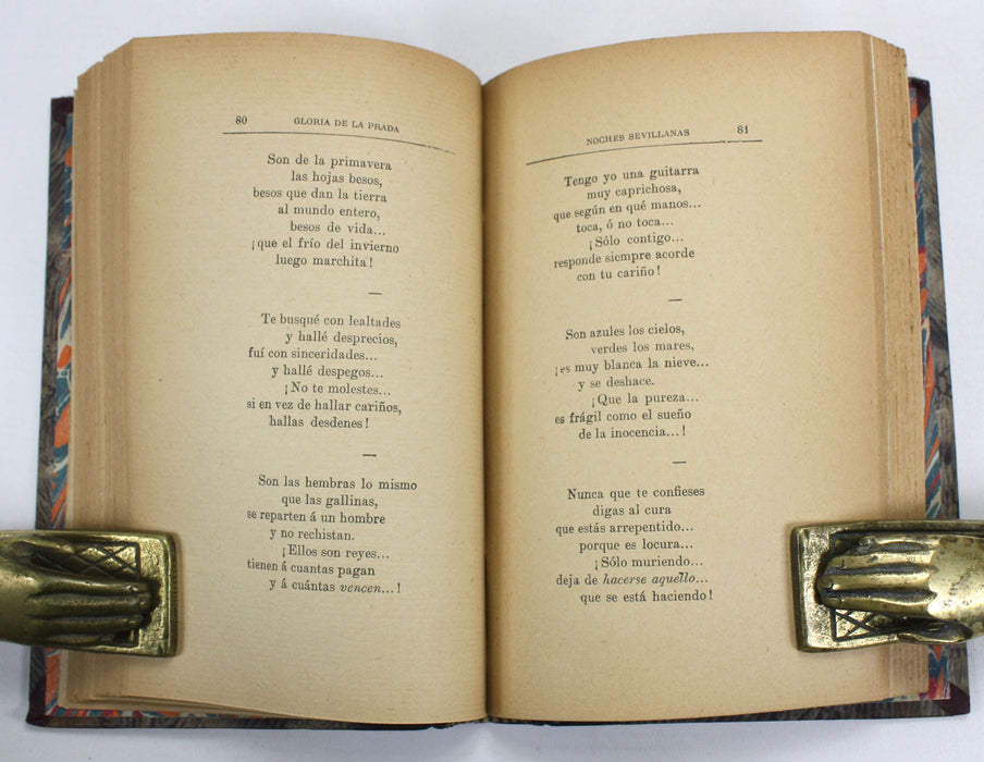 Gloria de la Prada; Noches Sevillanas cantares, con un soneto de Francisco Villaespesa, & Las Cuerdas Di Mi Guitarra cantarres, 1912-13.