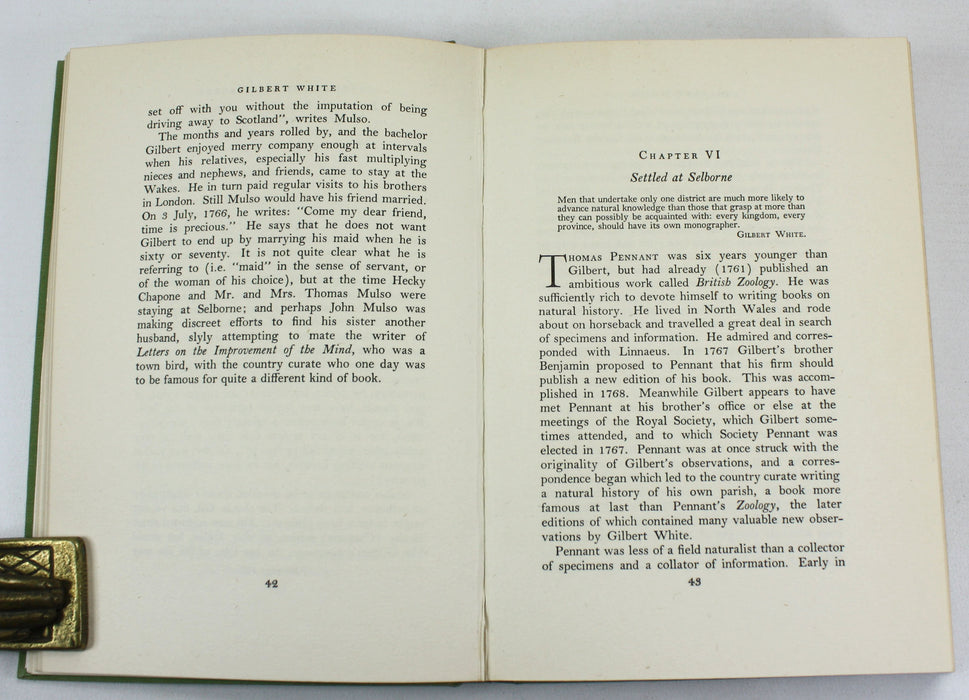 Great Naturalist Series; Gilbert White, by R.M. Lockley, H.F. & G. Witherby, London, 1954