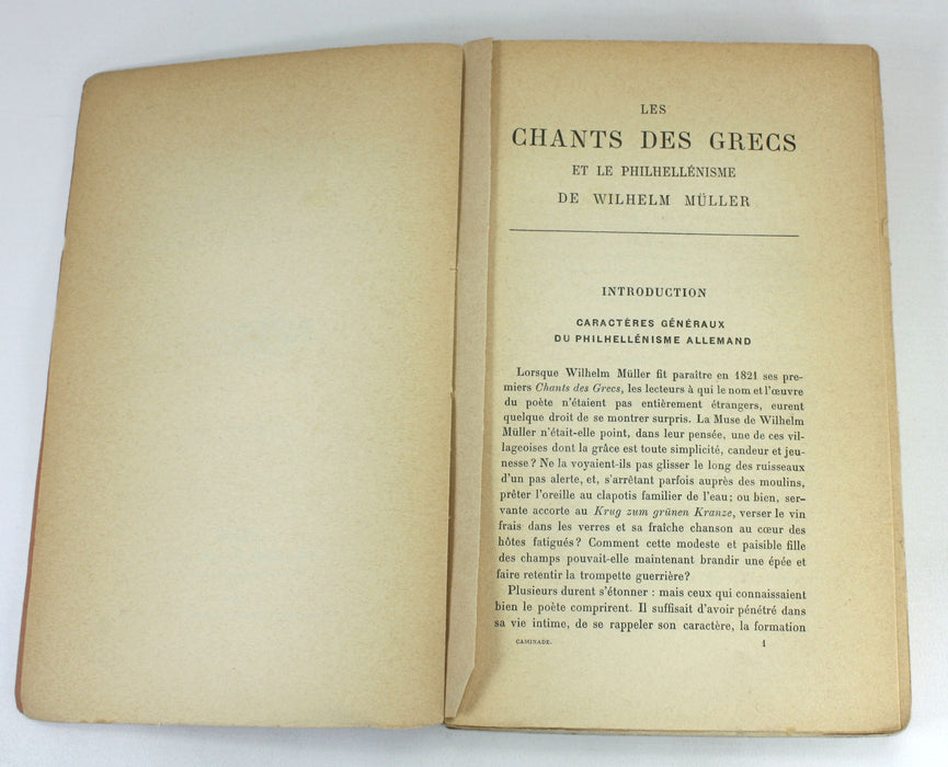 Les Chants des Grecs et le Philhellenisme de Wilhelm Muller, par Gaston Caminade, Felix Alcan, 1913