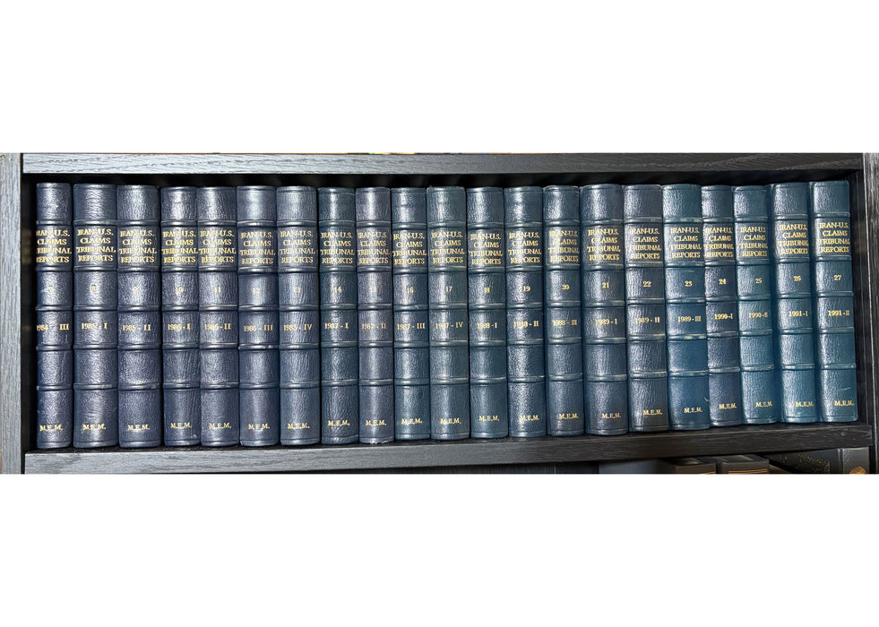 Iran-United States Claims Tribunal; Volumes 7-27 unbroken run, 1984-1991, in half leather custom binding, Groitius Publications, Cambridge