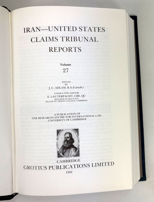 Iran-United States Claims Tribunal; Volumes 7-27 unbroken run, 1984-1991, in half leather custom binding, Groitius Publications, Cambridge