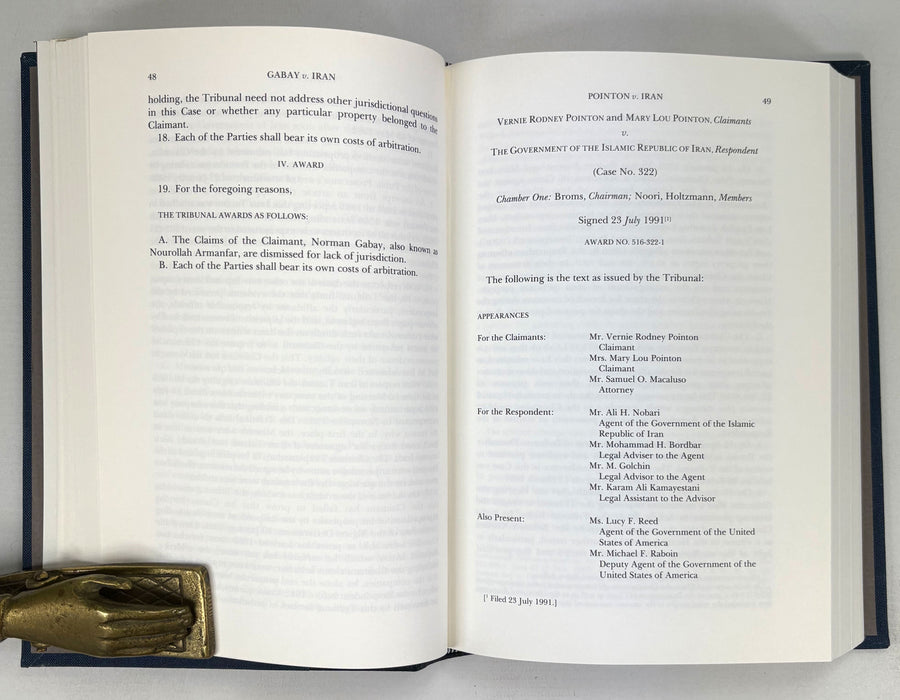 Iran-United States Claims Tribunal; Volumes 7-27 unbroken run, 1984-1991, in half leather custom binding, Groitius Publications, Cambridge