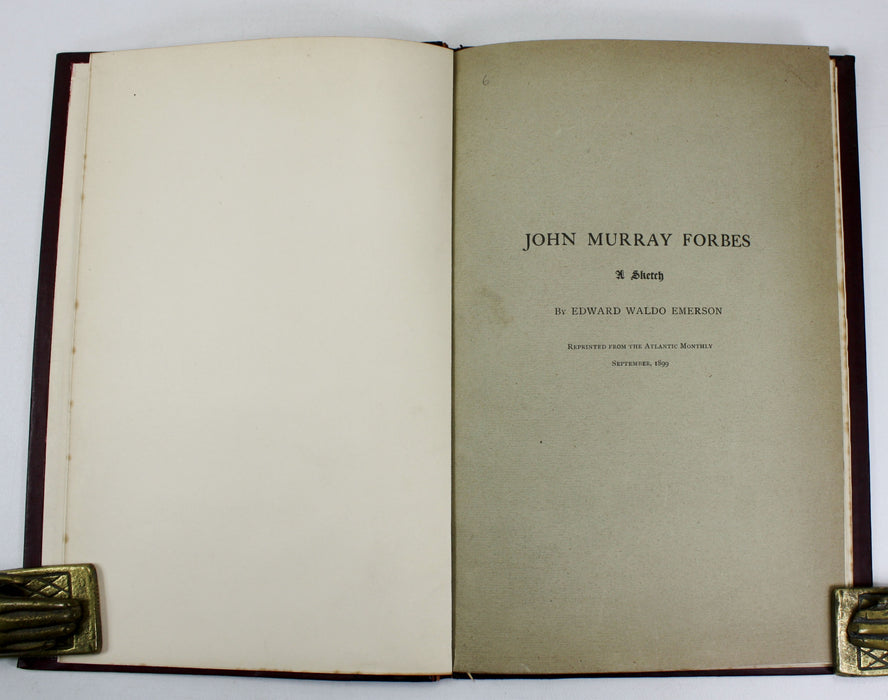 John Murray Forbes; A Sketch, Edward Waldo Emerson - bound reprint from The Atlantic Monthly, September 1899