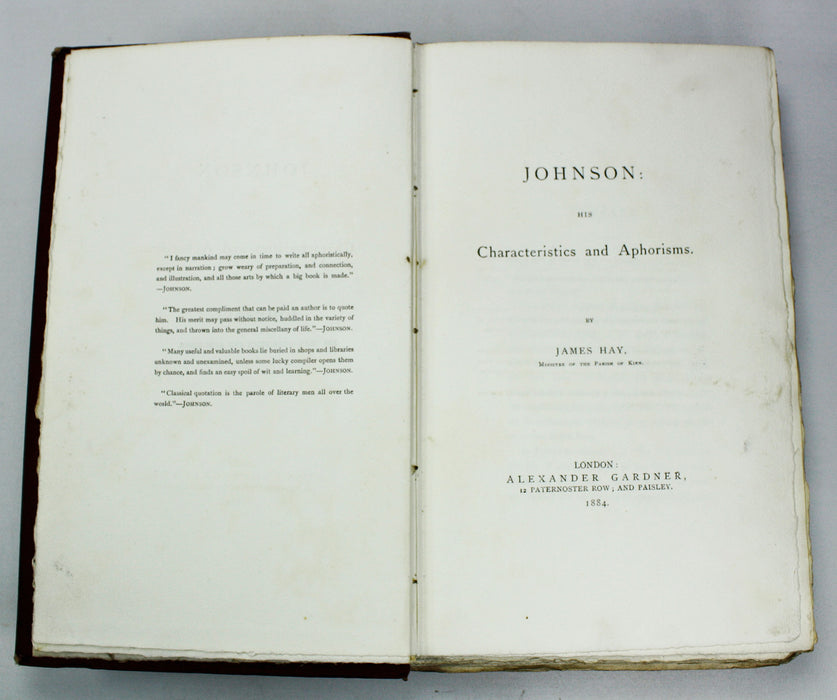 Johnson; His Characteristics and Aphorisms, James Hay, 1884