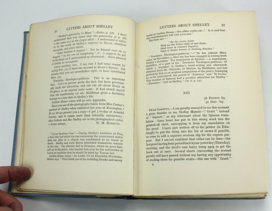 Letters About Shelley; Interchanged by Three Friends – Edward Dowden, Richard Garnett and W. Michael Rossetti., R.S. Garnett, 1917