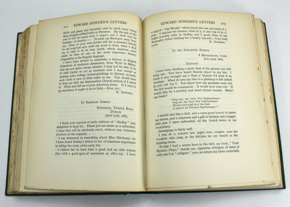 Letters of Edward Dowden and his Correspondents, 1914, with autographed card from Edmund Gosse